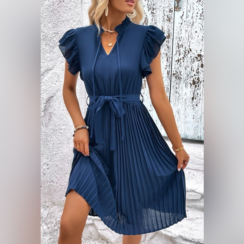 Tropical Lagoon Blue Midi Dress